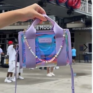 case-mate Lavender Iridescent Holographic Crossbody Bag with Pearl Bead Strap